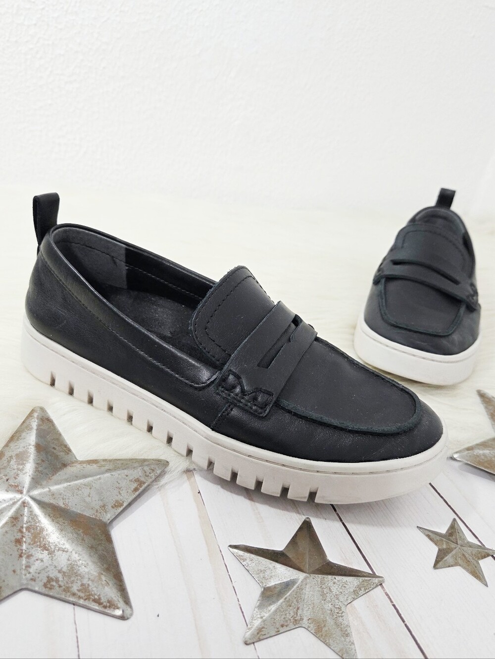 Vionic Uptown penny Loafer black leather packable office travel women's Size 6.5